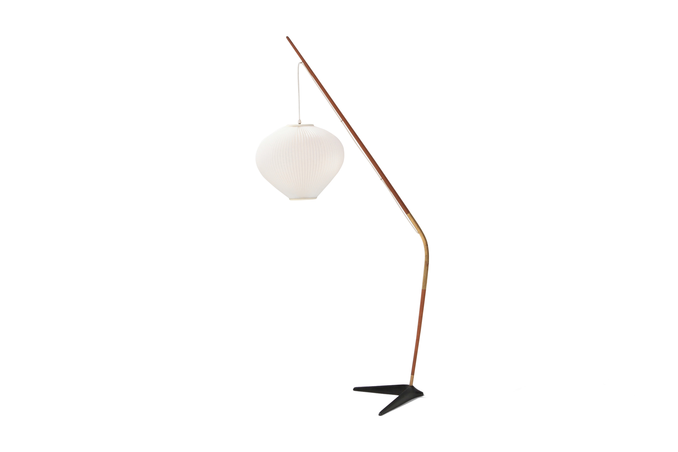 Holm Sørensen Teak and Brass Floor Lamp - 1950s
