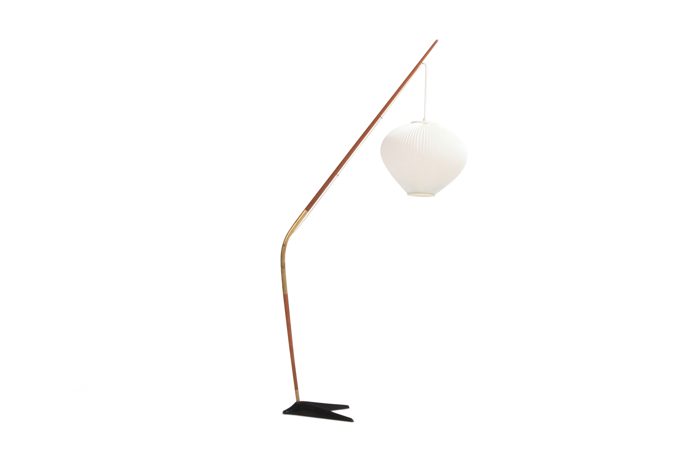 Holm Sørensen Teak and Brass Floor Lamp - 1950s