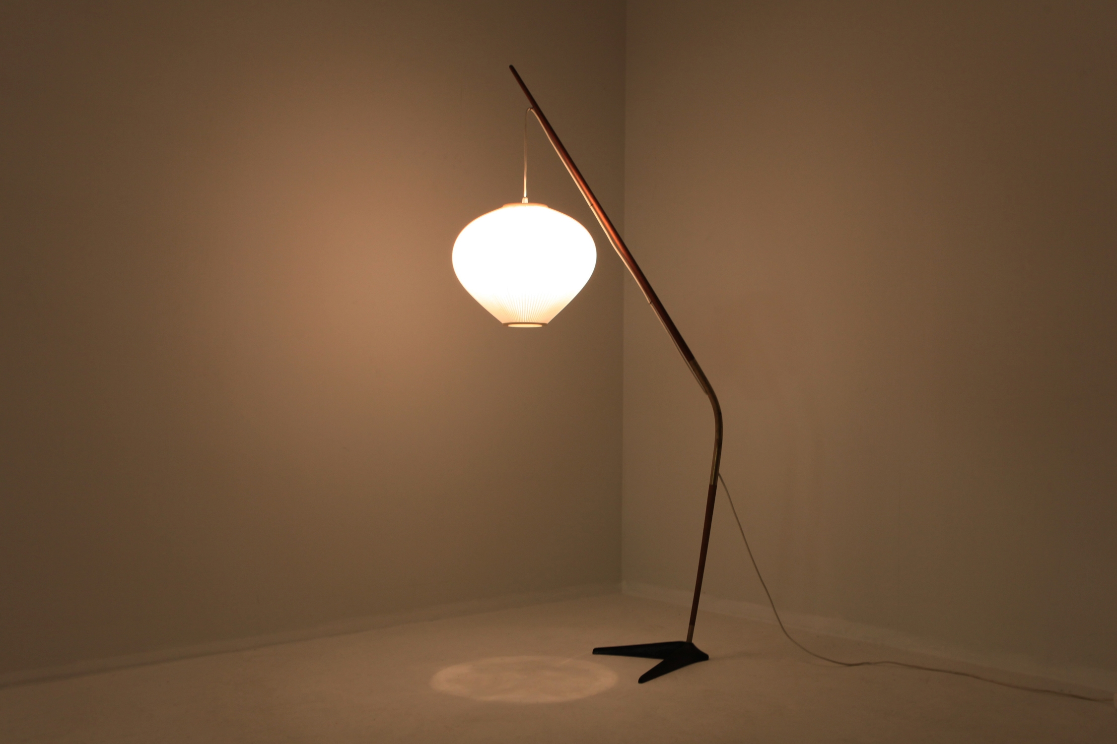 Holm Sørensen Teak and Brass Floor Lamp - 1950s