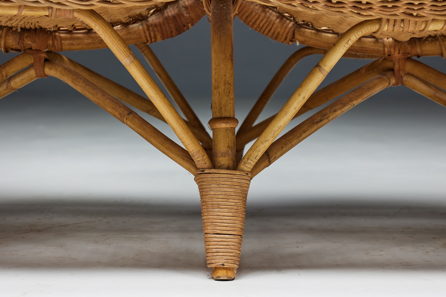 Rustic Wicker and Rattan Loveseat - 1970s
