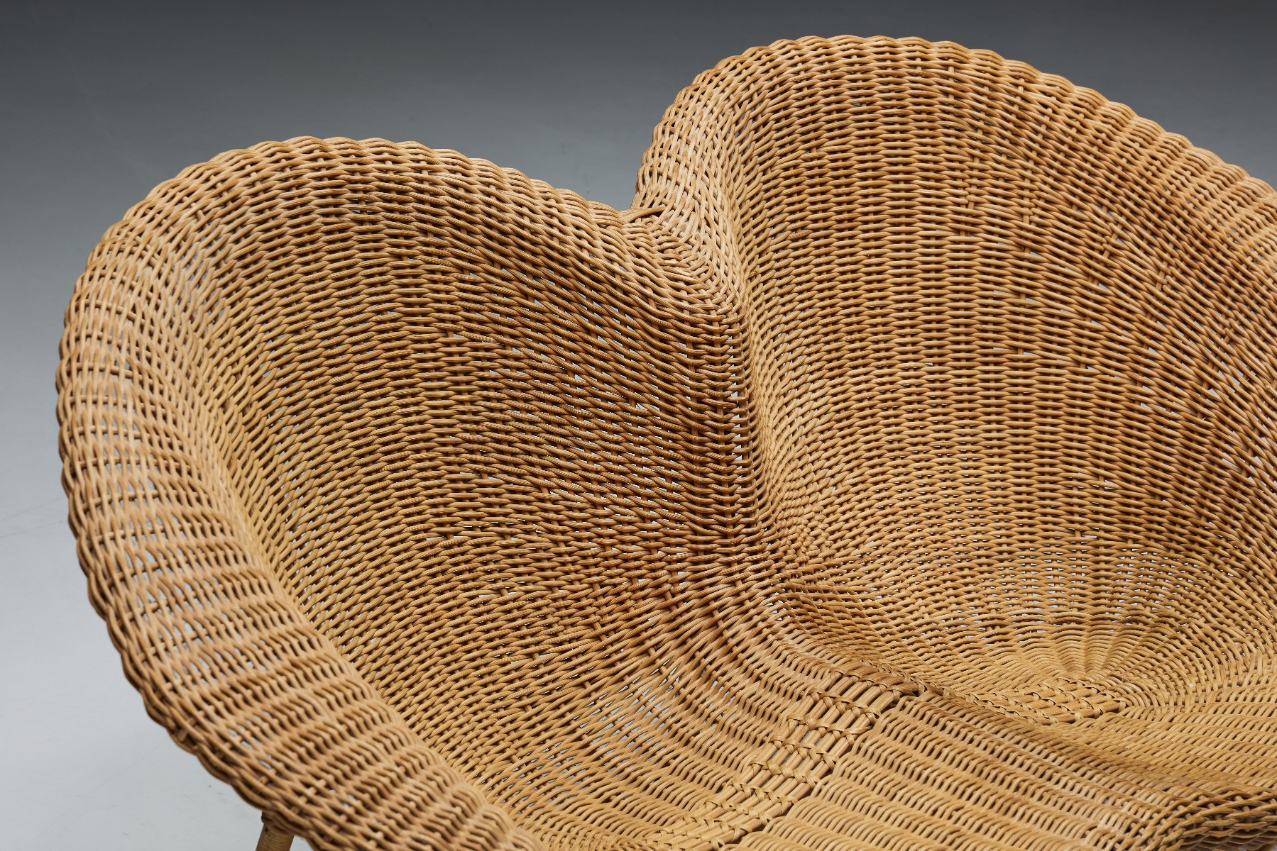 Rustic Wicker and Rattan Loveseat - 1970s