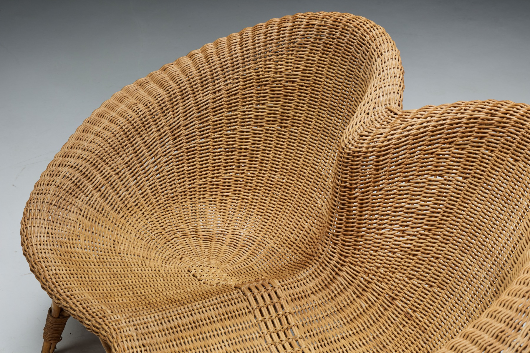 Rustic Wicker and Rattan Loveseat - 1970s