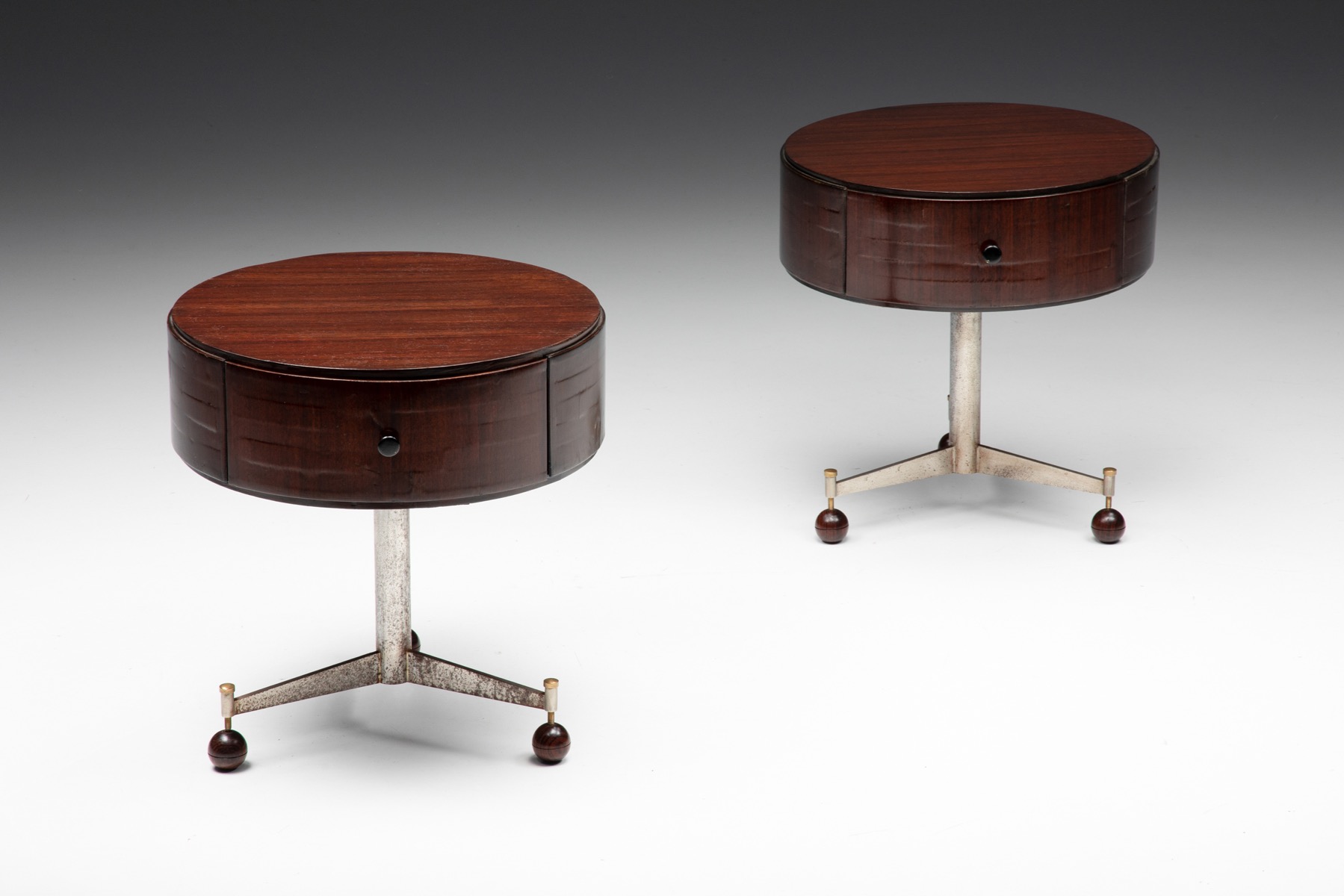 Lacquered wood & steel bed-side table - 1950's