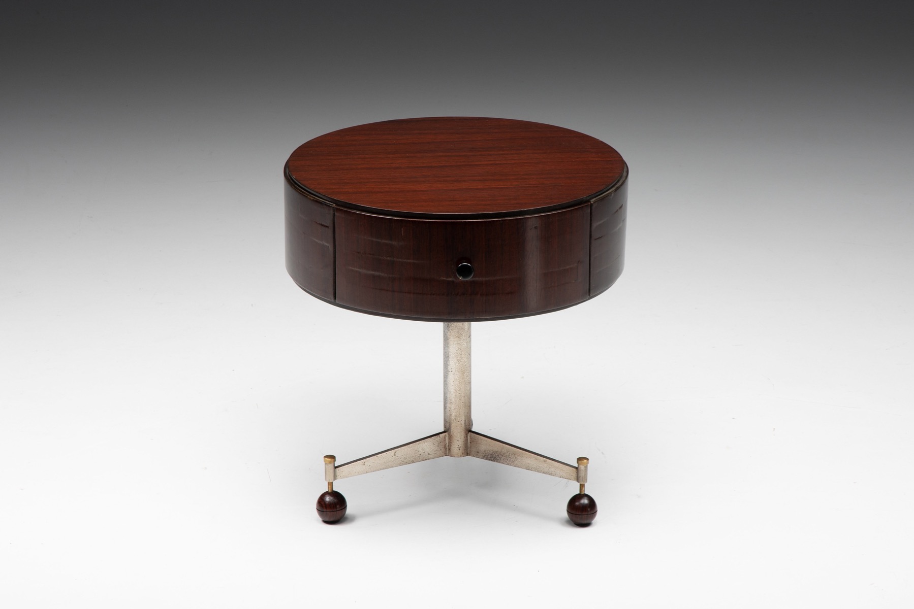 Lacquered wood & steel bed-side table - 1950's