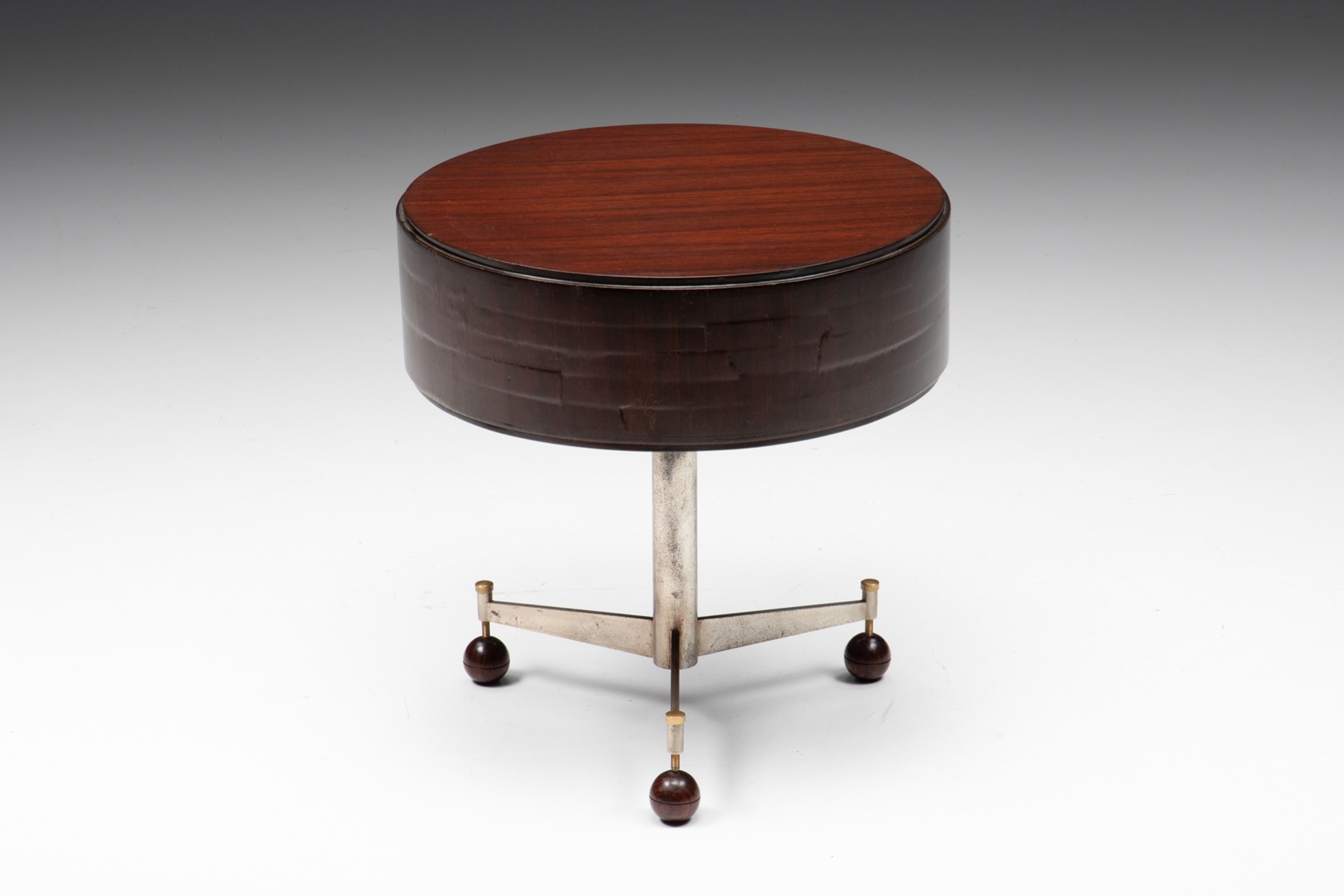 Lacquered wood & steel bed-side table - 1950's