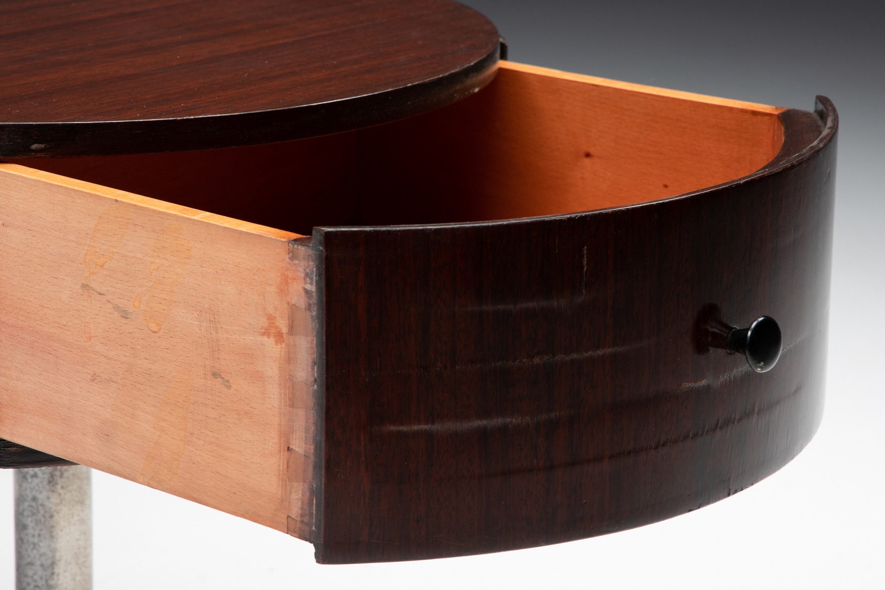 Lacquered wood & steel bed-side table - 1950's