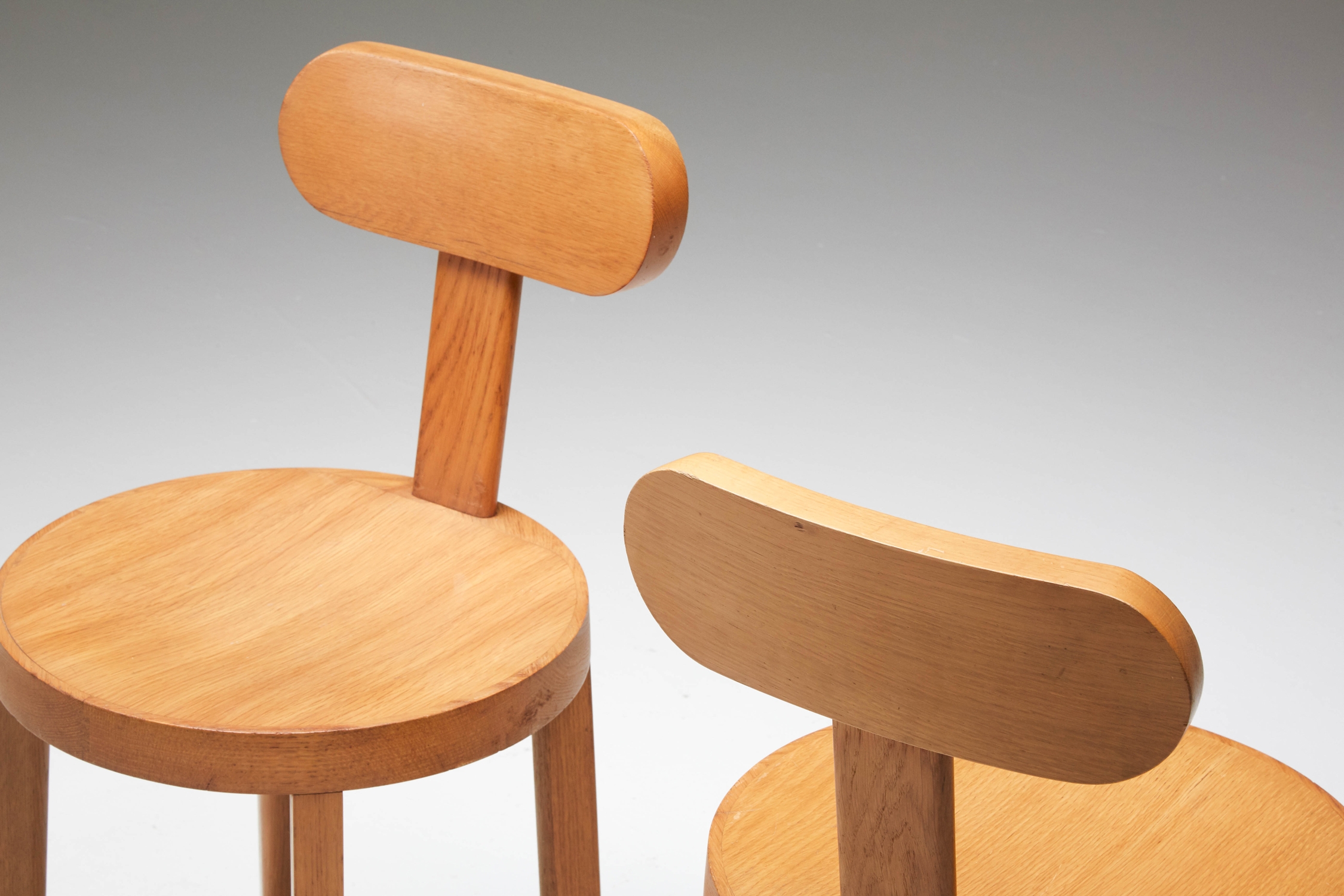 Wooden Italian Minimalist craftsman armchairs set of nine - 1950's