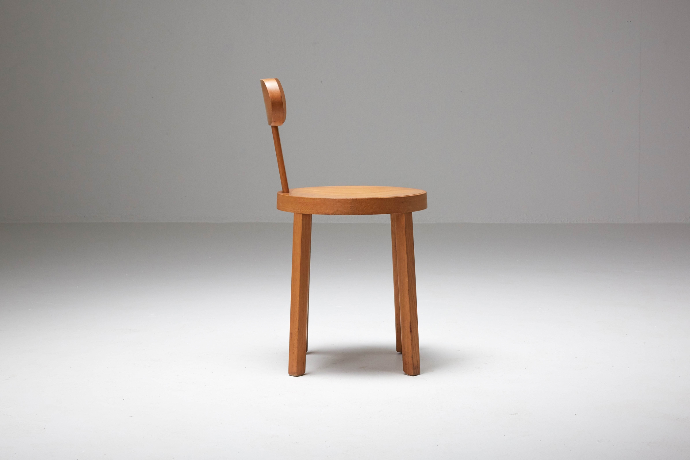 Wooden Italian Minimalist craftsman armchairs set of nine - 1950's
