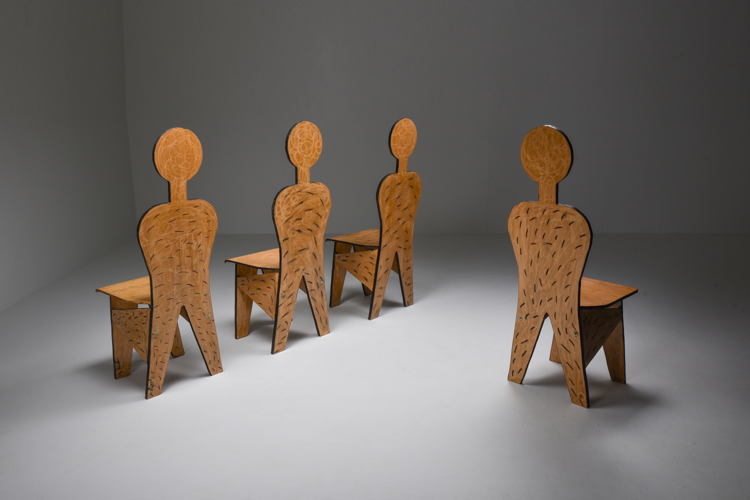Set Of Unusual Artist Chairs, Italy - 1980's