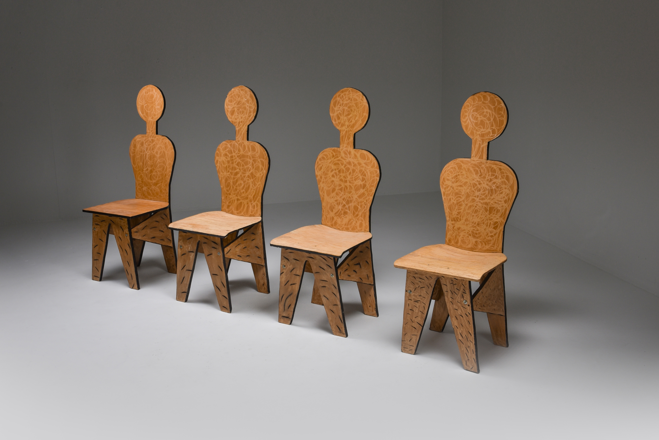 Set Of Unusual Artist Chairs, Italy - 1980's