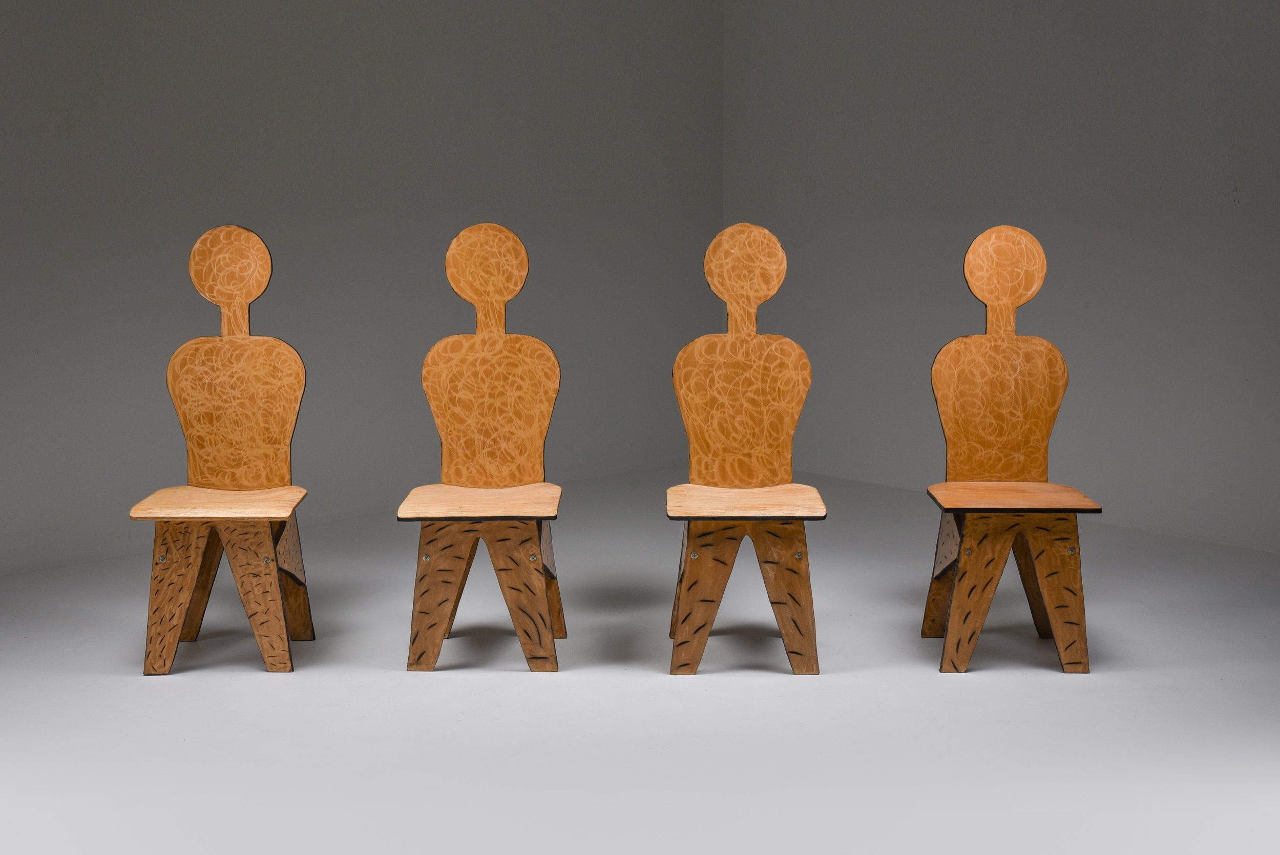 Set Of Unusual Artist Chairs, Italy - 1980's