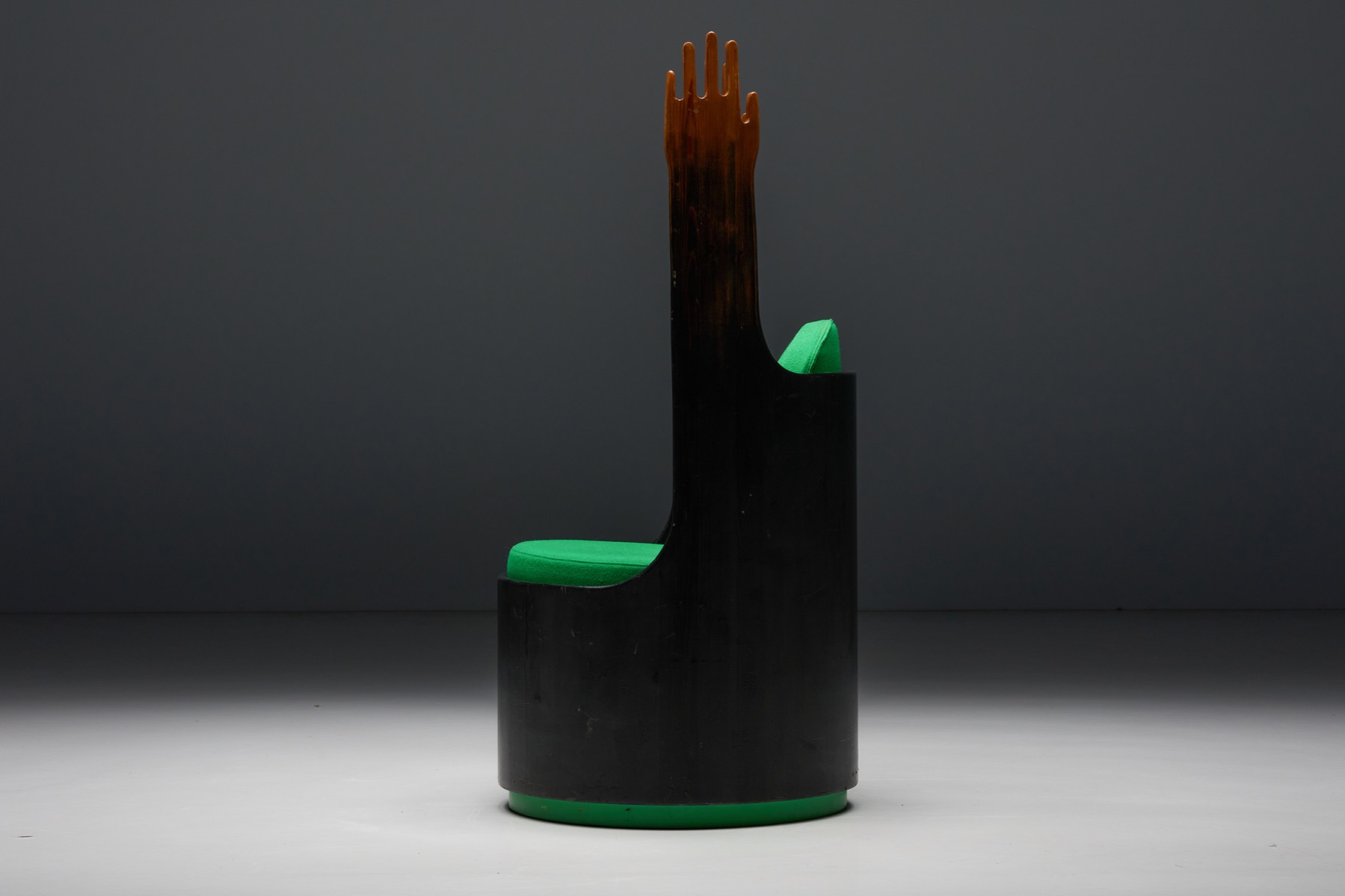 Italian Post-Modern Chair with Green Cushions - 1980's