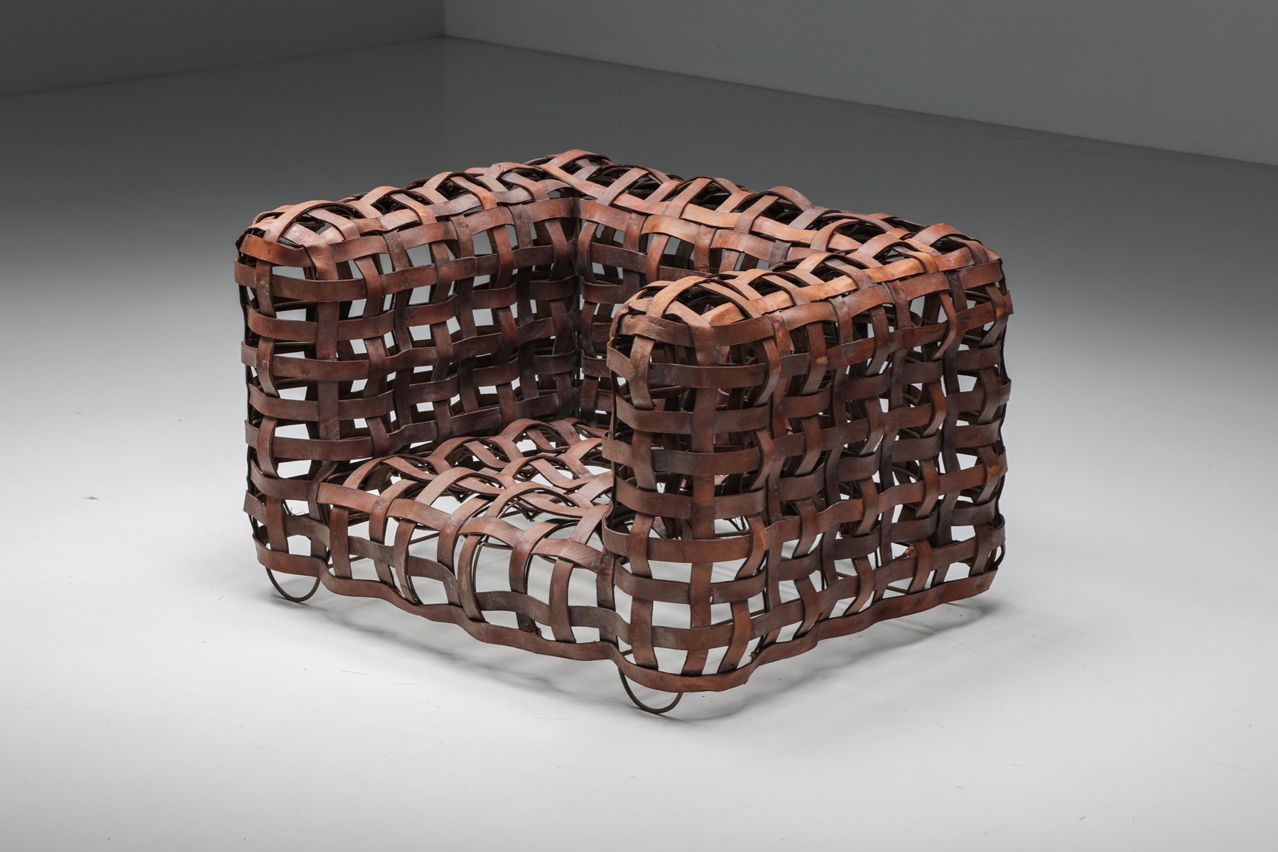 Sculptural Woven Leather Armchairs - 1950's