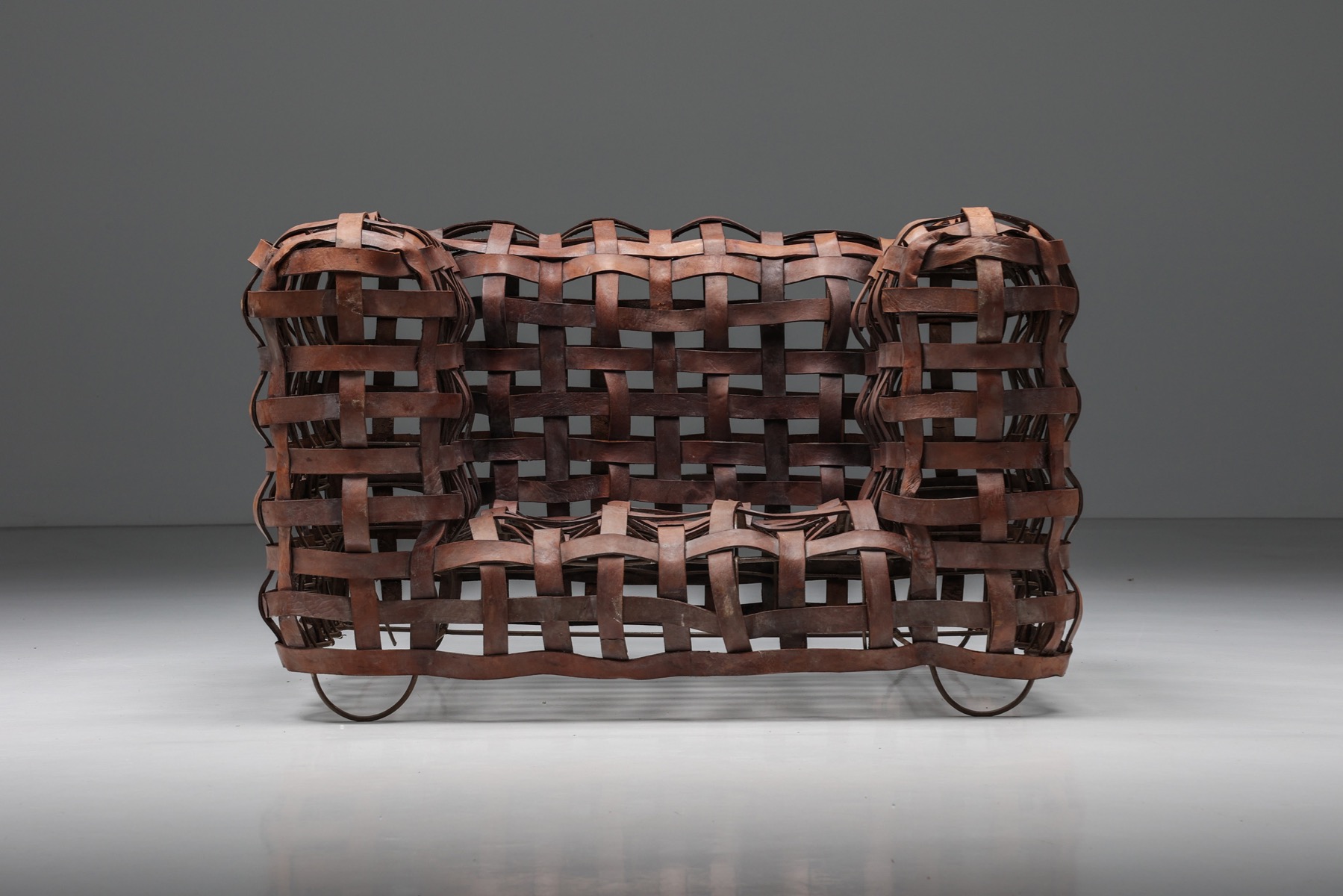 Sculptural Woven Leather Armchairs - 1950's