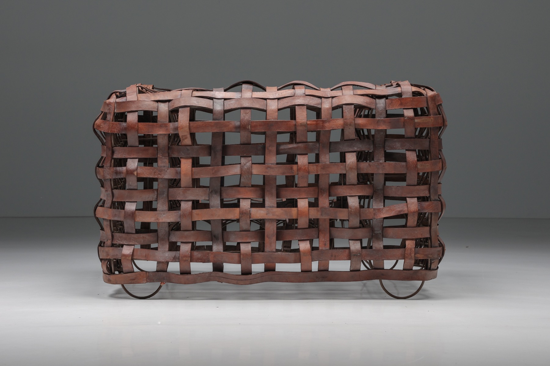 Sculptural Woven Leather Armchairs - 1950's