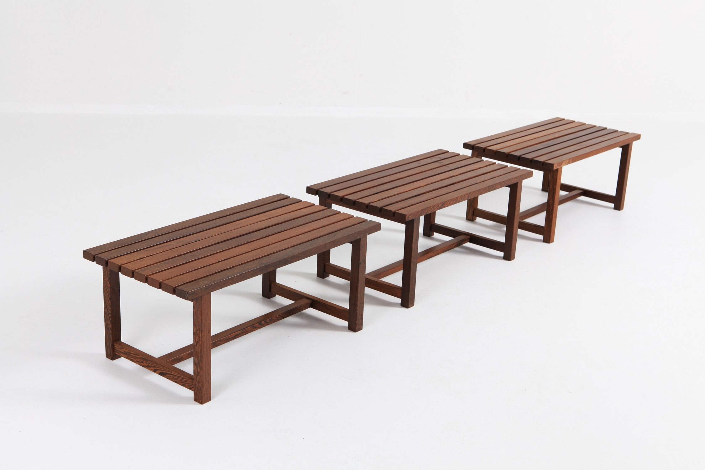 Mid-century Modern Slate Bench Or Side Table In Solid Wengé - 1960s