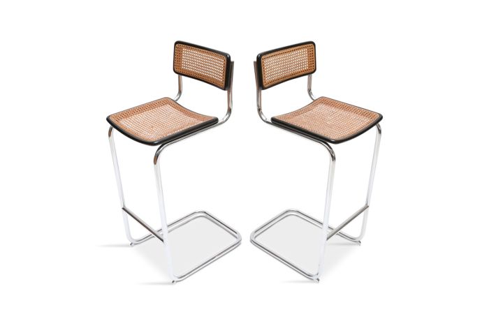 Cidue Stools In Chrome And Wood - 1970s