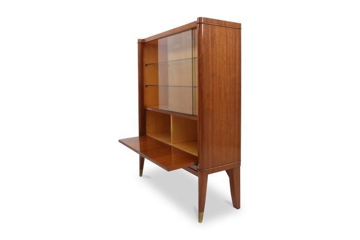 Mahogany Art Deco Vitrine Cabinet, De Coene Frères - 1950s