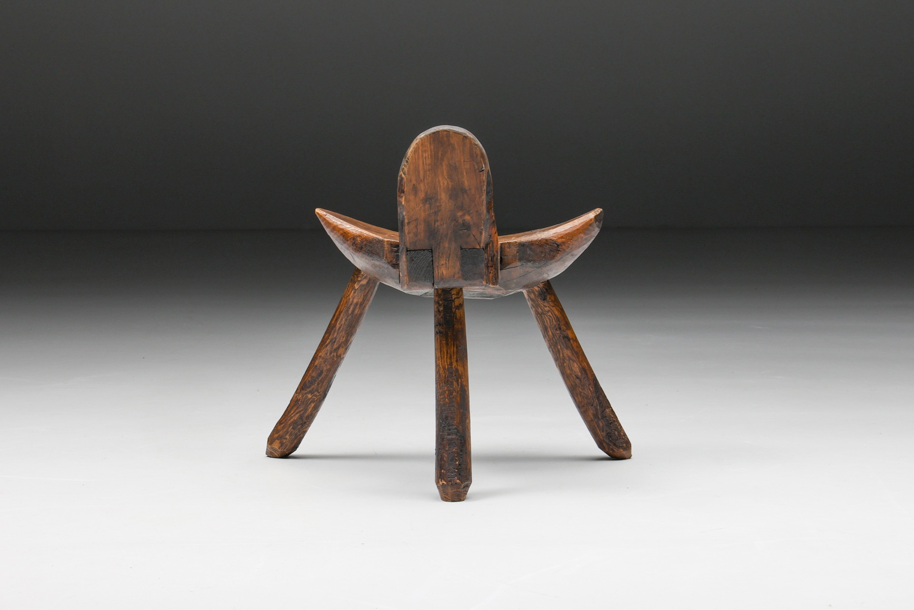 Organic Wabi Sabi Tripod Chair, France, 1940s